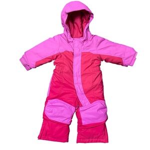 L.L. Bean Pink Colorblock Snow Suit Size 6-12 Months Winter Coat Insulated